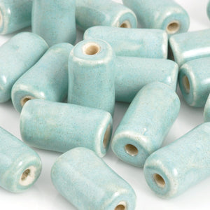 Gaea Ceramic Beads-12x20mm Chunky Barrel-Out of The Blue-Quantity 1