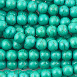 Gemstone-12mm Round Howlite-Green Turquoise