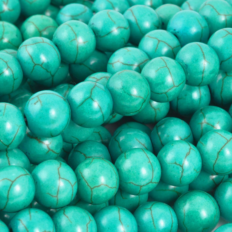 Gemstone-12mm Round Howlite-Green Turquoise