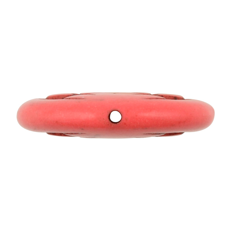 Gemstone Beads-25mm Flat Round Pumpkin Bead-Pink-Quantity 1