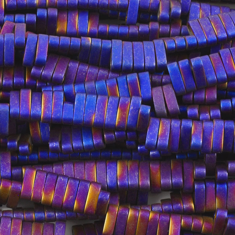 Gemstone-2x7mm Titanium Hematite-Two Hole Rectangle-Violet Copper