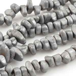 Gemstone Beads-3x5-10mm Titanium Hematite Chip-Matte Silver