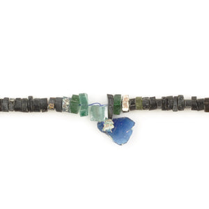 Gemstone Beads-4-10mm Roman Glass-Graduated-Black and Green-Quantity 1 Strand
