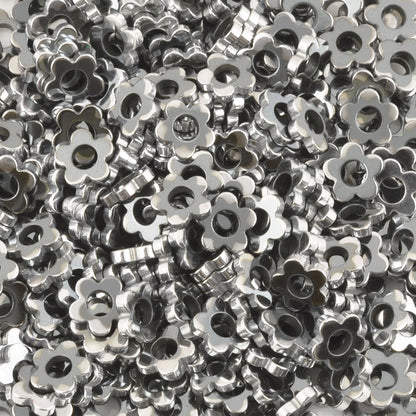 Gemstone-6mm Titanium Hematite-Flower-Silver
