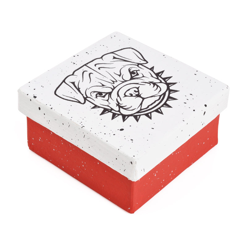 Gift Boxes-Bulldog-Paper Mache-Square-X-Small-Quantity 1