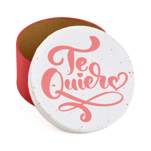 Gift Boxes-Calligraphy Te Quiero on Spanish - I Love You-Paper Mache-Round-X-Small-Quantity 1