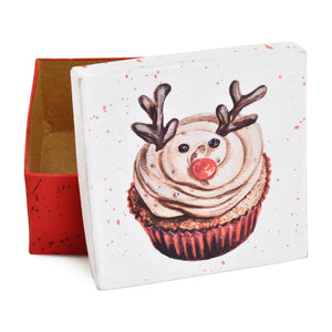 Gift Boxes-Christmas Deer Cupcake-Paper Mache-Square-X-Small-Quantity 1