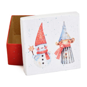 Gift Boxes-Christmas Gnomes-Paper Mache-Square-X-Small-Quantity 1