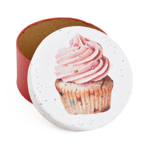 Gift Boxes-Cupcake with Cream and Icing-Paper Mache-Round-X-Small-Quantity 1