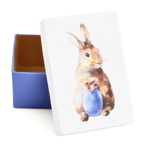 Gift Boxes-Easter Bunny With Violet Egg-Paper Mache-Rectangle-X-Small-Quantity 1
