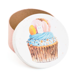 Gift Boxes-Easter Cupcake Bunny Dessert-Paper Mache-Round-X-Small-Quantity 1
