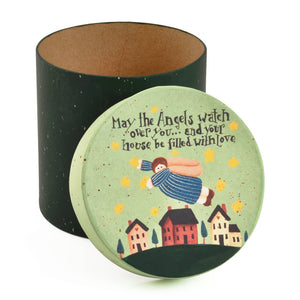 Gift Boxes-May the Angels Watch Over You...-Paper Mache-Tall Round-X-Small-Quantity 1 Tamara Scott Designs