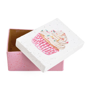 Gift Boxes-Pink Polkadot Cupcake with Sprinkles-Paper Mache-Rectangle-X-Small-Quantity 1
