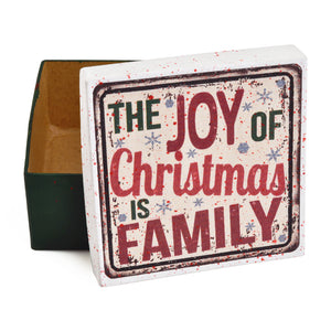 Gift Boxes-The Joy of Christmas is Family-Paper Mache-Square-X-Small-Quantity 1