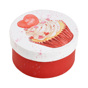 Gift Boxes-Valentines day Watercolor Cupcake-Paper Mache-Round-X-Small-Quantity 1 Tamara Scott Designs