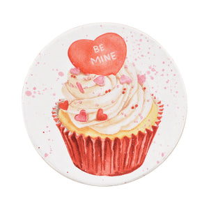 Gift Boxes-Valentines day Watercolor Cupcake-Paper Mache-Round-X-Small-Quantity 1 Tamara Scott Designs