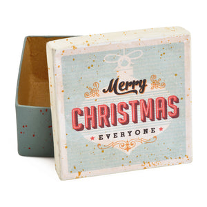 Gift Boxes-Vintage Christmas-Paper Mache-Square-X-Small-Quantity 1