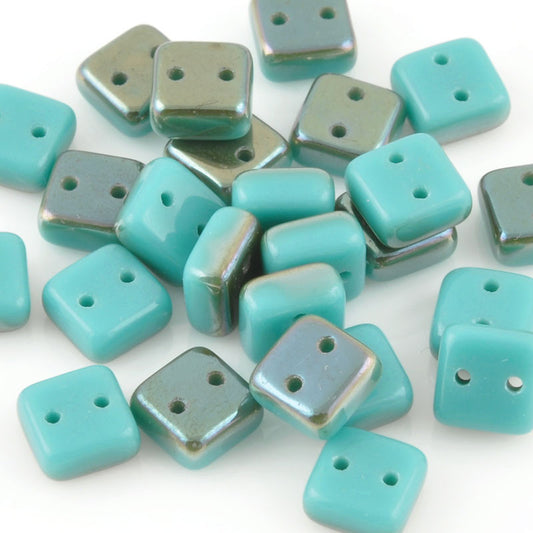 Glass-6mm Chexx 2-Hole-Turquoise Celsian-Czech