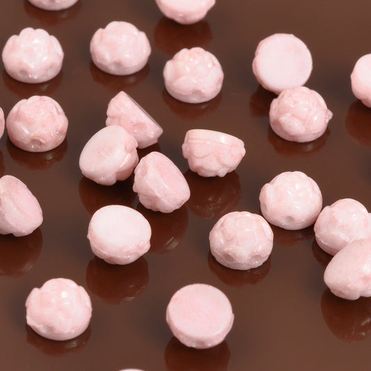 Glass-6mm Rosetta-Cabochon-Two Hole-Chalk White Lila Luster-Czech-Quantity 10
