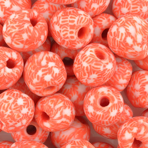 Glass Beads-14mm Fused Recycled-Ghana-Red and White-Quantity 1