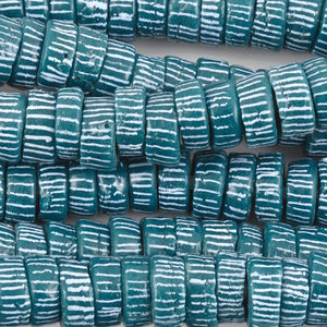 Glass Beads-14mm Powdered Rondelle Recycled-Ghana