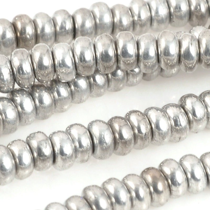 Glass Beads-3mm Rondelle-Silver-Czech-Quantity 1