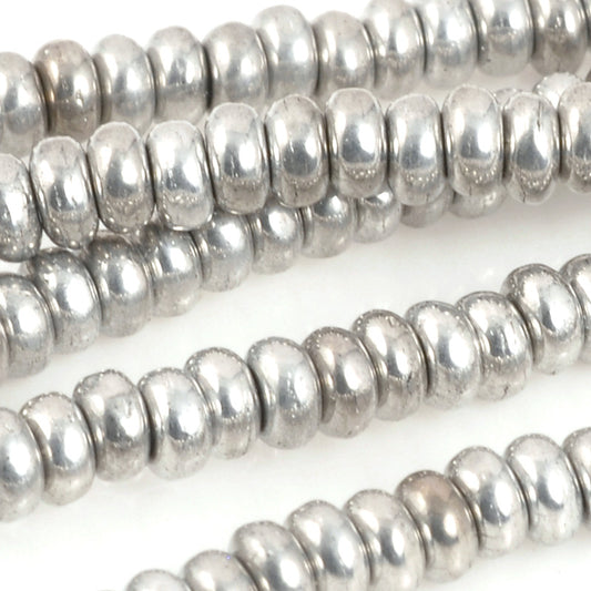 Glass Beads-3mm Rondelle-Silver-Czech-Quantity 1