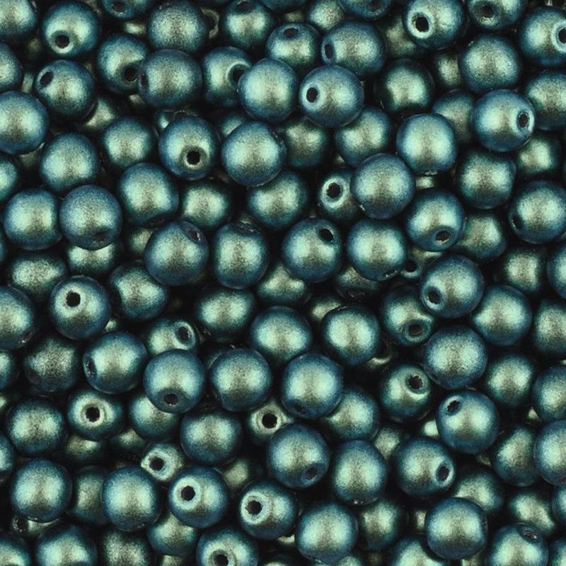 Czech Green Round Beads (4mm)