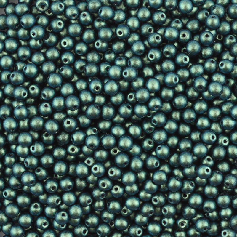 Glass Beads-4mm Round-Chameleon Teal-Czech-Quantity 50 Loose