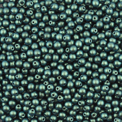 Glass Beads-4mm Round-Chameleon Teal-Czech-Quantity 50 Loose