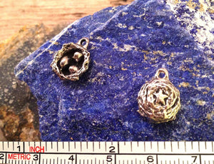 Green Girl Studios-10x14mm Pewter Charms-Tiny Nest Dangle-Antique Pewter
