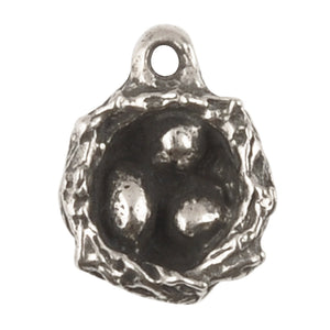 Green Girl Studios-10x14mm Pewter Charms-Tiny Nest Dangle-Antique Pewter-Quantity 1