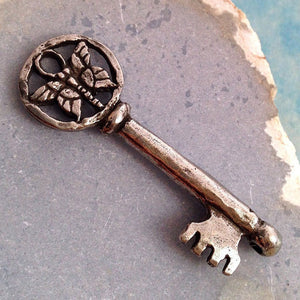 Green Girl Studios-13x43mm Pewter Connector-Butterfly Key-Antique Pewter-Quantity 1