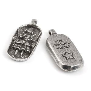 Green Girl Studios-18x43mm Pewter Pendant-Thousand Wishes Fairy-Antique Pewter-Quantity 1