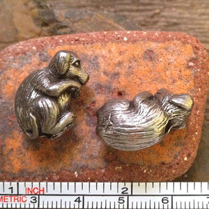 Green Girl Studios-20x13mm Pewter Beads-Hugging Puppy-Antique Pewter