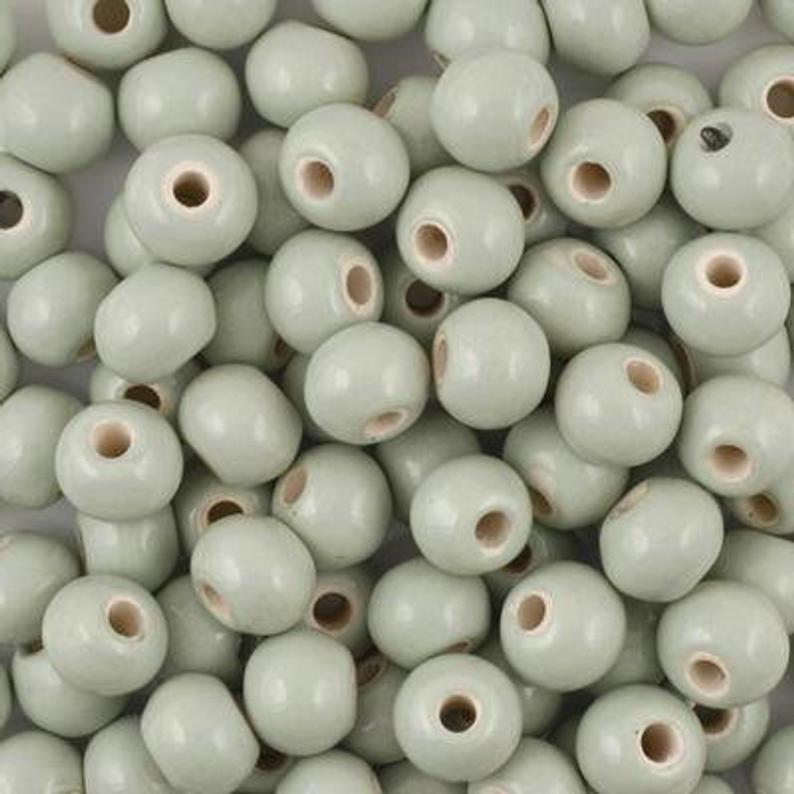 Ceramic Beads-12mm Round-Honeydew-Enamel