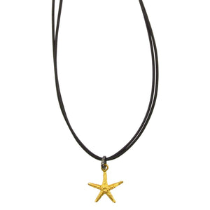 Finished Jewelry-Leather-Gold Starfish Necklace