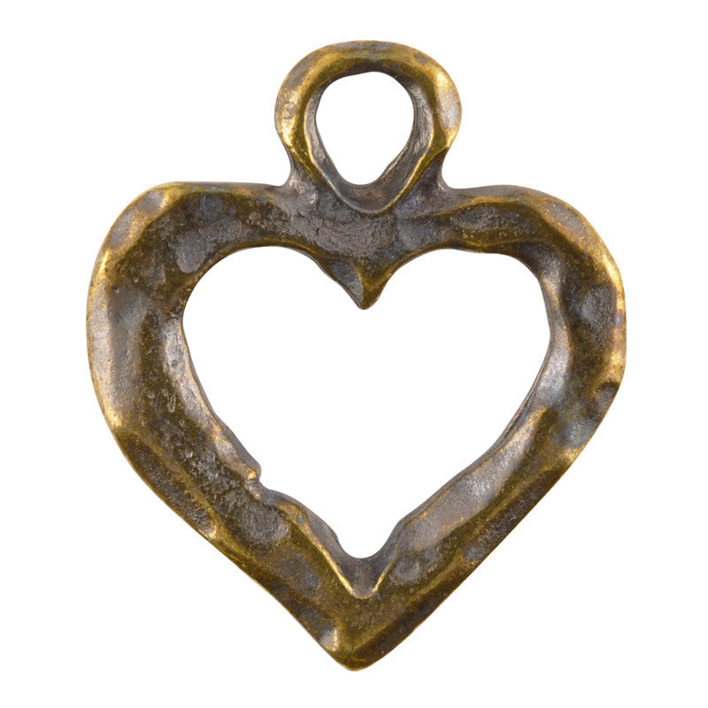 Jewelry Findings-Casting-23x28mm Hammered Toggle & 8x32mm Heart-Antique Bronze