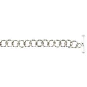 Jewelry Supplies-10mm Brass Cable Bracelet With Toggle Clasp-Antique Silver