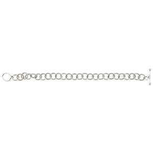 Jewelry Supplies-10mm Brass Cable Bracelet With Toggle Clasp-Antique Silver