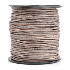 Leather Cord-2mm Round-Soft-Natural Grey-LT-10 Meters
