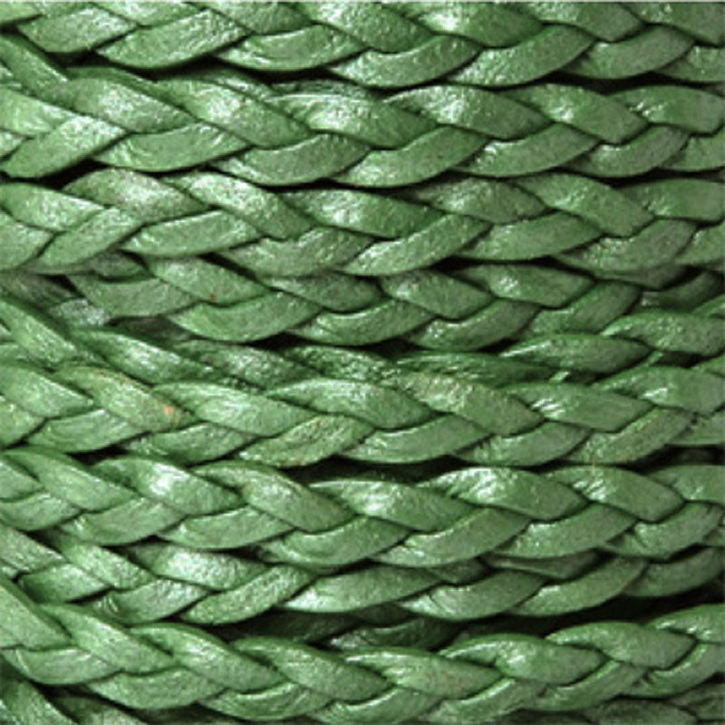 Leather Cord - 5mm Flat Braid - Metallic Juniper - Tamara Scott