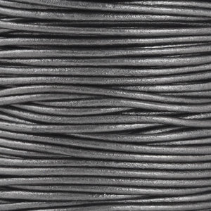 Leather Cord-Round-Soft-Metallic Gunmetal