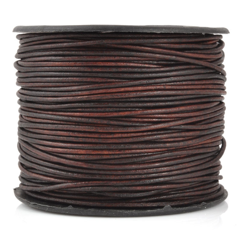 Leather Cord-Round-Soft-Natural Antique Brown