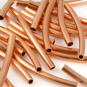 Metal Beads-24x2mm Curved Tube-Copper Plate