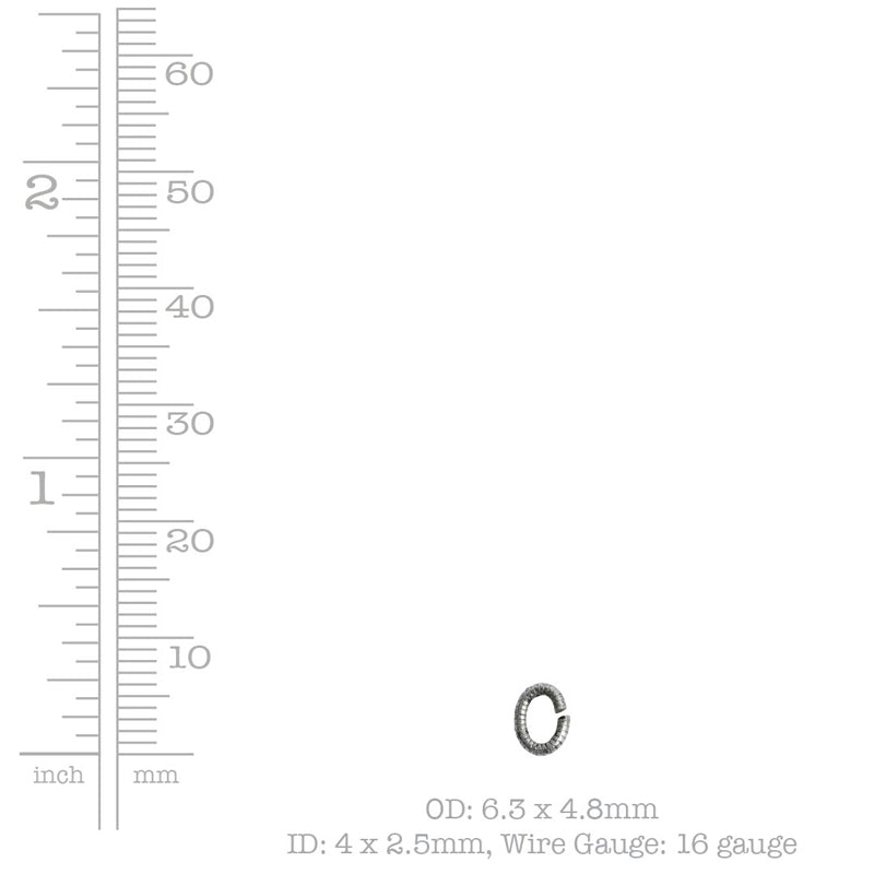 Nunn Design-Findings-6mm Oval Textured Open Jump Ring-16 Gauge-Antique Gold