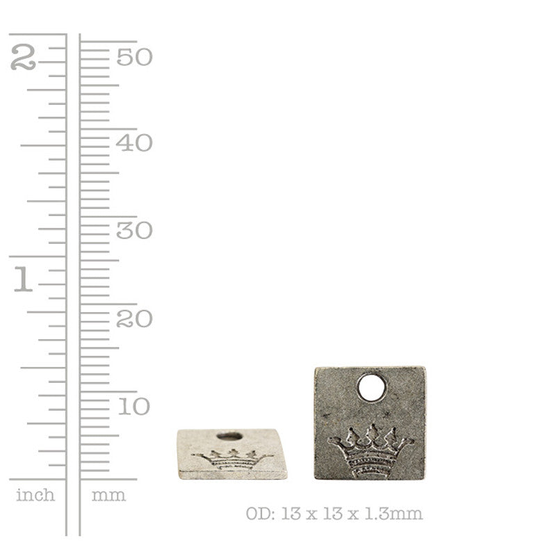 Nunn Design-Pewter-12mm Mini Square Crown Tag