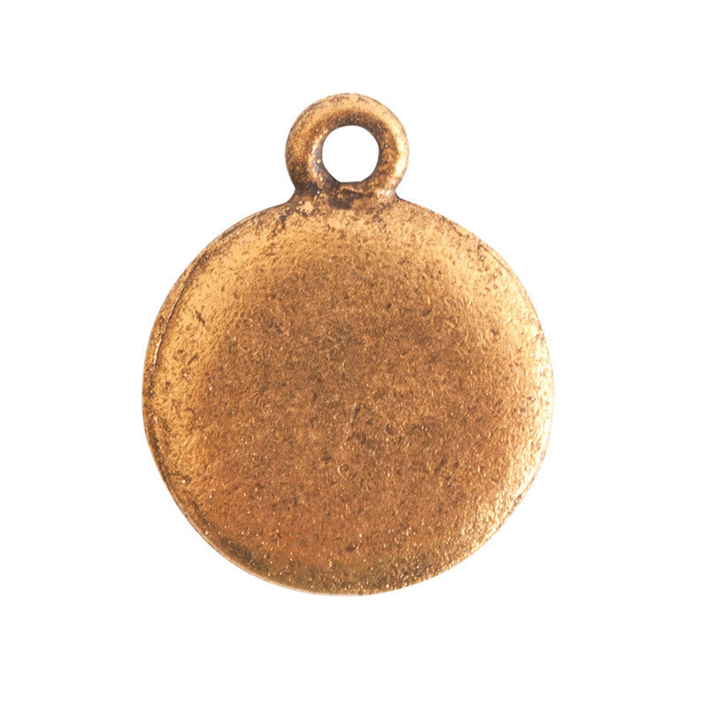 Nunn Design-Pewter-13mm Small Disk Crystal Charm-Antique Gold