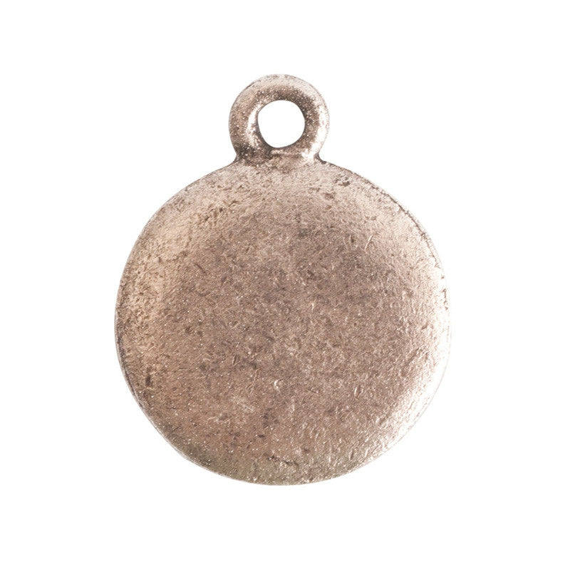 Nunn Design-Pewter-13mm Small Disk Crystal Charm-Antique Silver