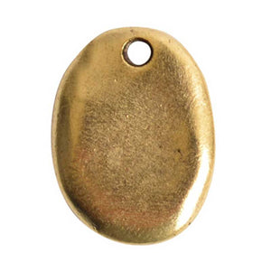 Nunn Design-Pewter-18mm Primitive Tag Small Oval Charm-Antique Gold-Quantity 1